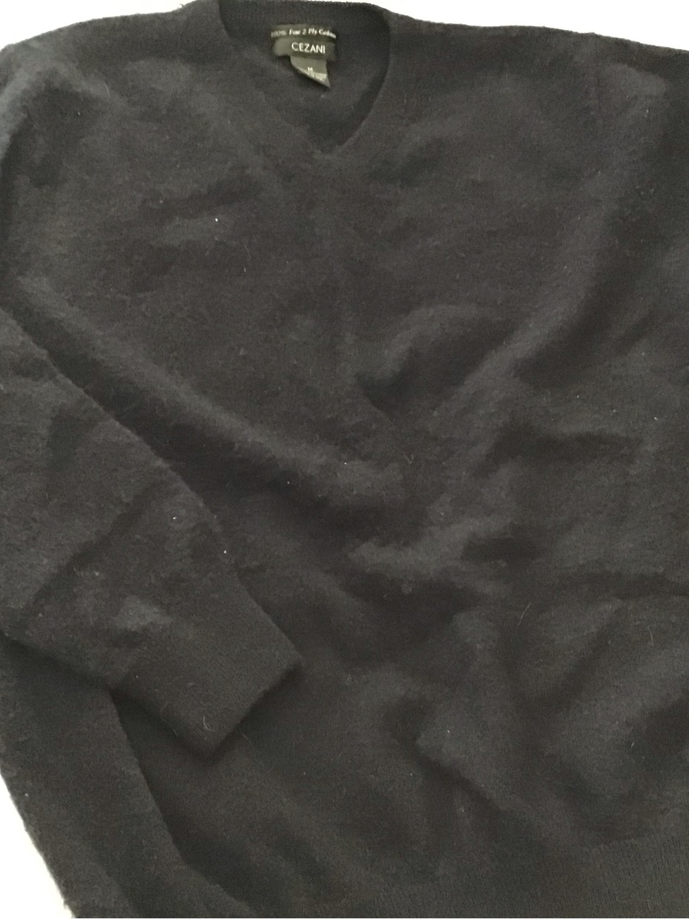 Cezani Womens Black V-Neck Sweater 100% Cashmere size M
